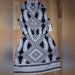 Alfani Black and White A-Line Midi Dress 100% Polyester Size 8